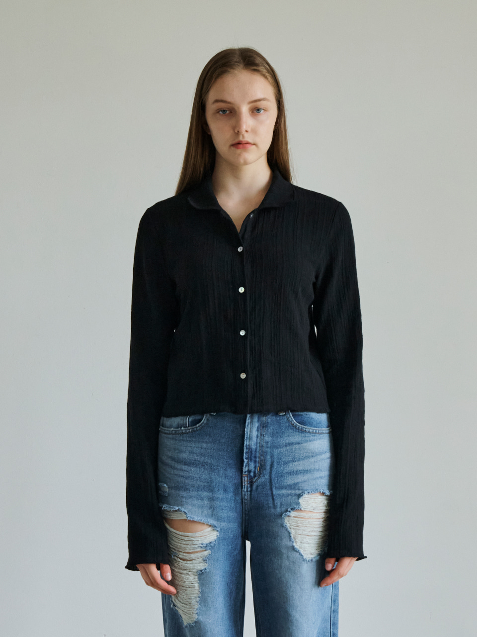 Jacquard Pattern Shirt Black