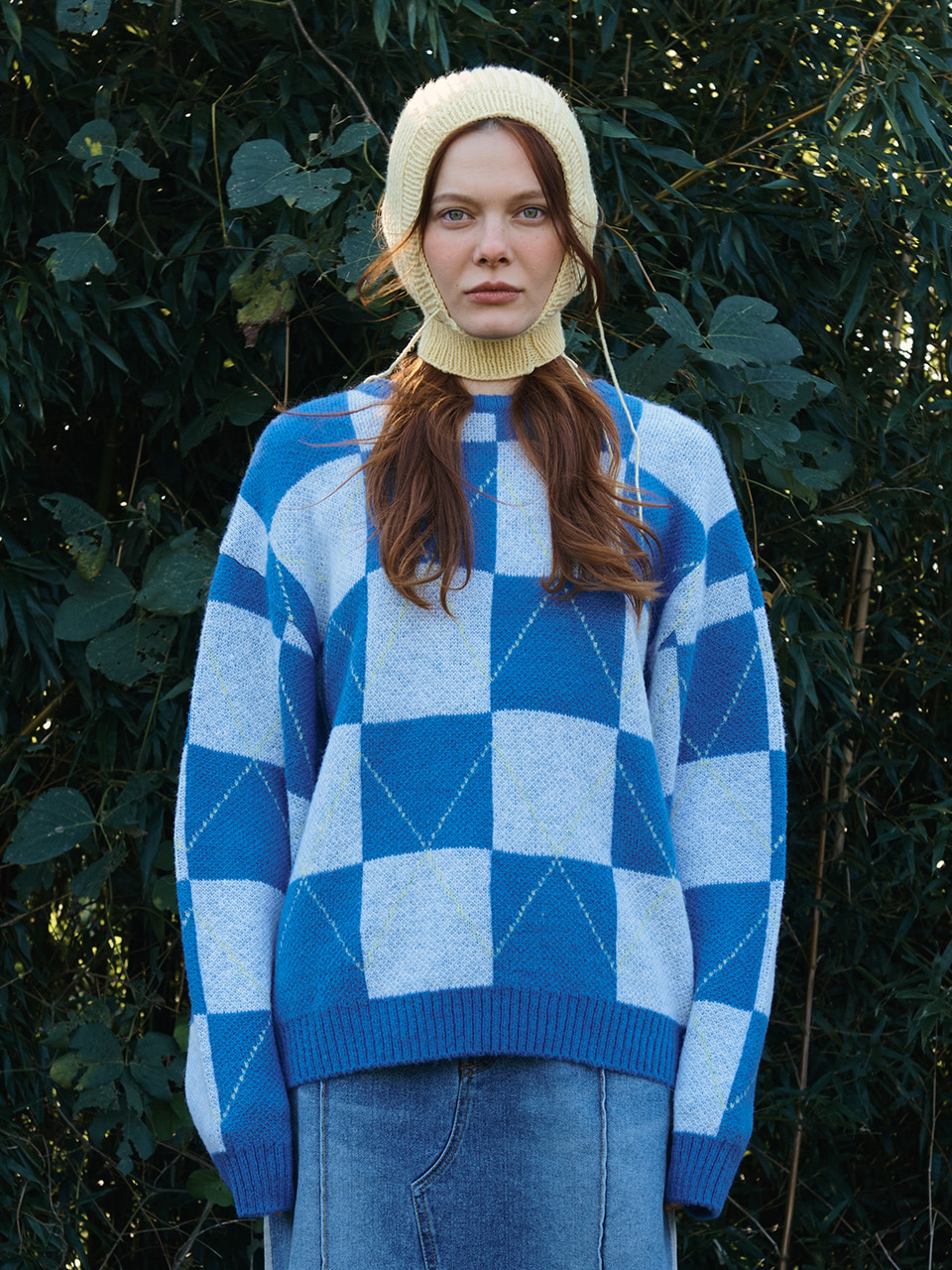 Transfrom Check Sweater Blue