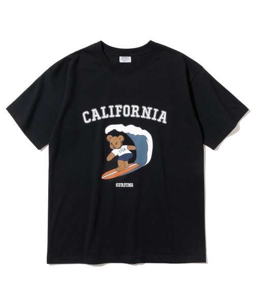 드롭숄더 캘리포니아 베어 티셔츠 블랙 626