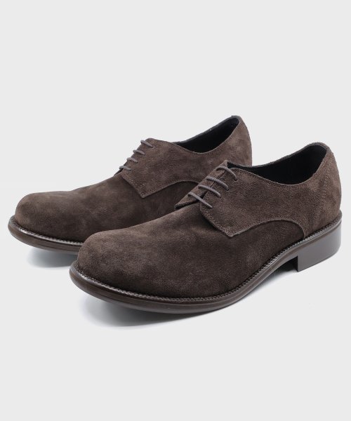 Wooden Cowhide Derby Shoes Brown